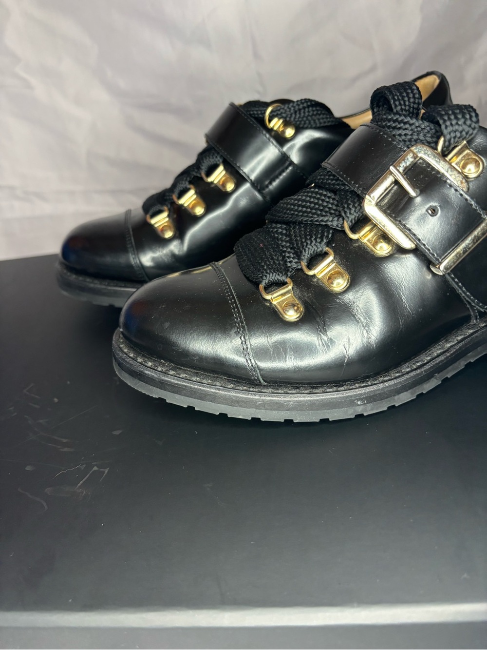 The Office of Angela Scott Women’s Black Mr. Logan Leather Oxford 37.5 - Picture 7 of 11
